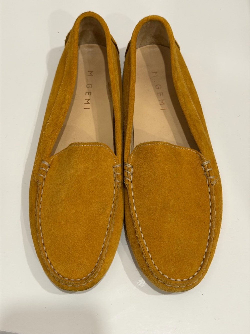 M. Gemi The Felize Suede Penny Drivwr Loafers Mustard Yellow
